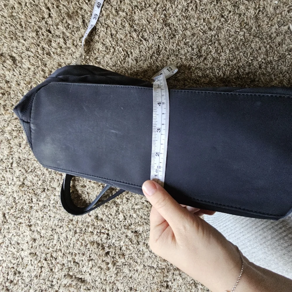 Radley Leather And Nylon Preppy British Navy‎ Quilted Dog Charm Tote Bag